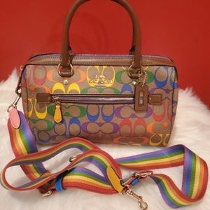 Coach Rainbow Rowan Satchel Convertible in Crossbody Bag